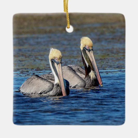 Paar pelikanen keramisch ornament (Voorkant)