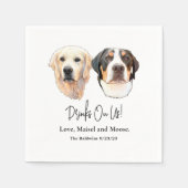 Paar Pet Hand Tekening Gepersonaliseerde Drinken o Servet (Voorkant)