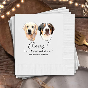 Paar Pet Hand Tekening Gepersonaliseerde Proost Servet