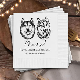 Paar Pet Hand Tekening Gepersonaliseerde Proost Servet