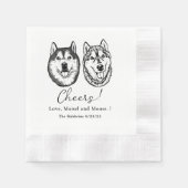 Paar Pet Hand Tekening Gepersonaliseerde Proost Servet (Voorkant)