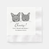 Paar Pet Hand Tekening Gepersonaliseerde Proost Servet (Voorkant)