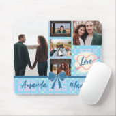 Paar Photo Collage Love Blue Pattern Muismat (Met muis)