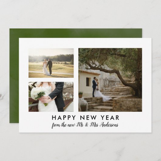Paar Photo Happy Nieuwjaar minimalistisch Feestdagenkaart (Voorkant / Achterkant)