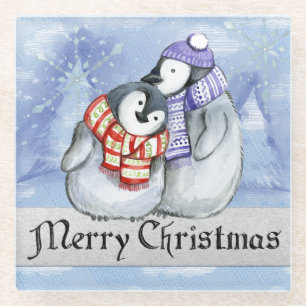 Paar Pinguïns Glazen Onderzetter