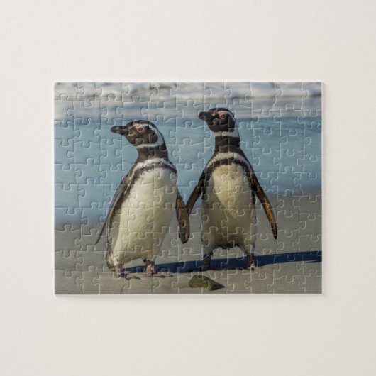 Paar pinguïns op het strand legpuzzel (Horizontaal)