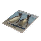 Paar pinguïns op het strand tegeltje (Zijkant)