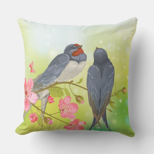 Paar prachtige zwaluwvogel werpkussen kussen (Voorkant)