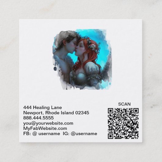 *~* Paar QR Engelen Marital Counseling AP55 Vierkante Visitekaartje (Achterkant)