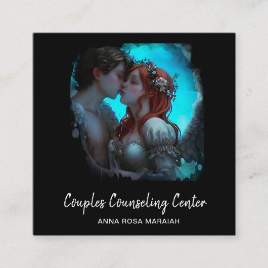 *~* Paar QR Engelen Marital Counseling AP55 Vierkante Visitekaartje (Voorkant)