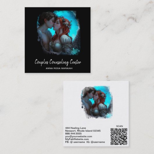 *~* Paar QR Engelen Marital Counseling AP55 Vierkante Visitekaartje (Voorkant / Achterkant)