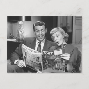 Paar Reading Magazine Briefkaart