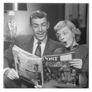 Paar Reading Magazine Tegeltje
