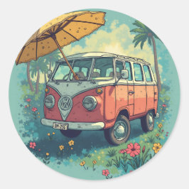 Paar reisauto ronde sticker