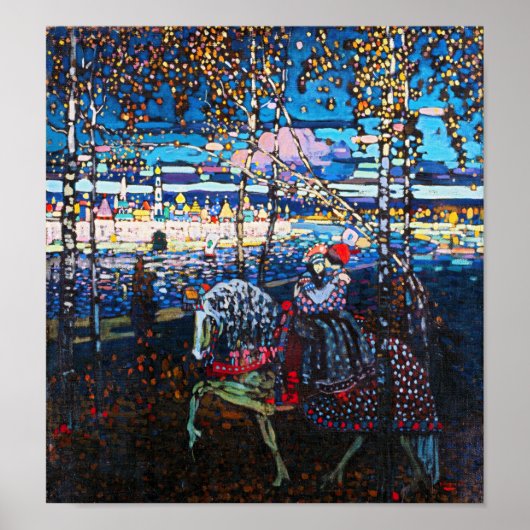 Paar Riding a White Horse, Wassily Kandinsky Poster (Voorkant)