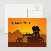 Paar Rijden Motorfiets Met Bergen Dank U Briefkaart (Voorkant / Achterkant)