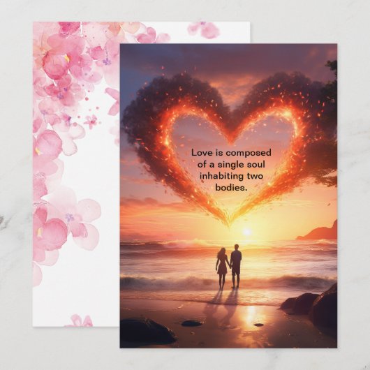 Paar rode liefde lucht voor haar feestdagenkaart (Voorkant / Achterkant)