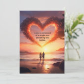 Paar rode liefde lucht voor haar feestdagenkaart (Staand voorkant)