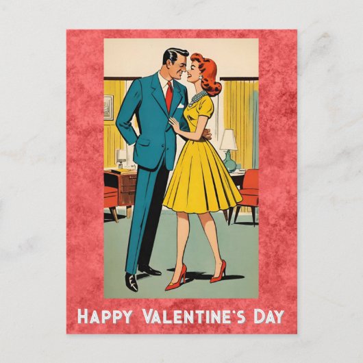  paar Romance Retro Happy Valentijnsdag Briefkaart (Voorkant)
