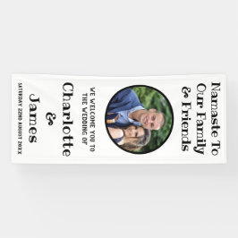 Paar Ronde Foto Zwart-Wit Huwelijk Welkom Spandoek