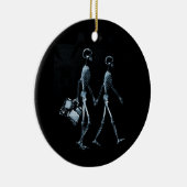 Paar-Röntgengezichtskeletten - Blauw Keramisch Ornament (Rechts)