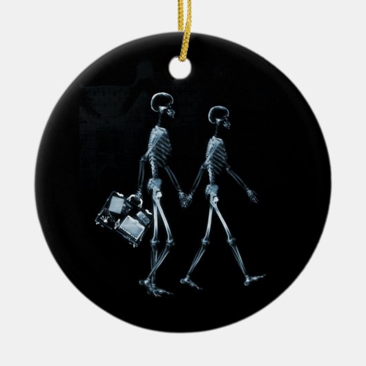 Paar-Röntgengezichtskeletten - Blauw Keramisch Ornament (Voorkant)