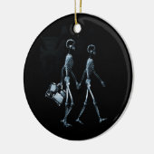 Paar-Röntgengezichtskeletten - Blauw Keramisch Ornament (Links)