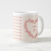 Paar Rood Hart Elegante Moderne Valentijnsdag Grote Koffiekop (Voorkant rechts)