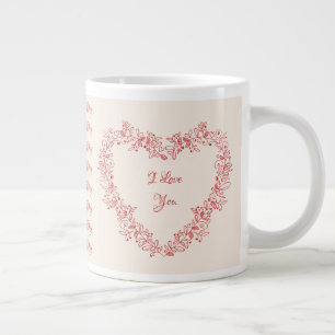 Paar Rood Hart Elegante Moderne Valentijnsdag Grote Koffiekop