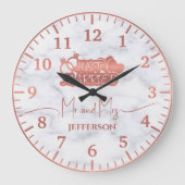 Paar Roos Goud net getrouwd huwelijksgeschenk Marm Grote Klok (Voorkant)