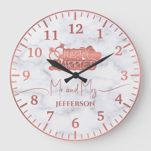 Paar Roos Goud net getrouwd huwelijksgeschenk Marm Grote Klok (Voorkant)