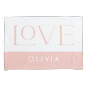 Paar roze blauwe serif liefde typografie moderne kussensloop (Voorkant-Rechts)