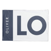 Paar roze blauwe serif liefde typografie moderne kussensloop (Achterkant-Links)