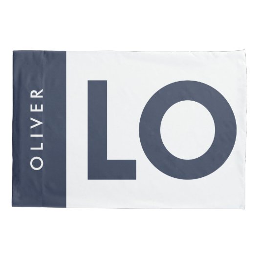 Paar roze blauwe serif liefde typografie moderne kussensloop (Achterkant-Links)