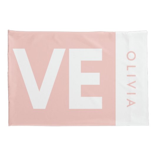 Paar roze blauwe serif liefde typografie moderne kussensloop (Achterkant-Rechts)