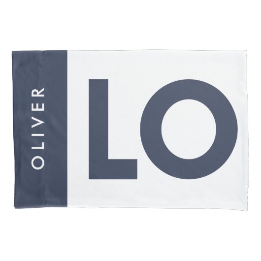 Paar roze blauwe serif liefde typografie moderne kussensloop (Voorkant-Links)