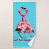 Paar Roze Flamingo Badhanddoek (Badhanddoek)