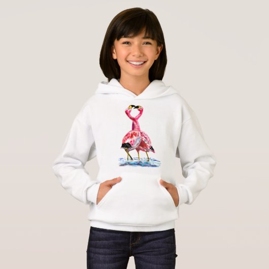 Paar Roze Flamingo Hoodie (Voorkant volledig)