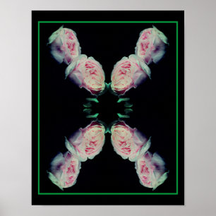 Paar Roze Rozen Bloemstuk Abstracte Kunst Poster