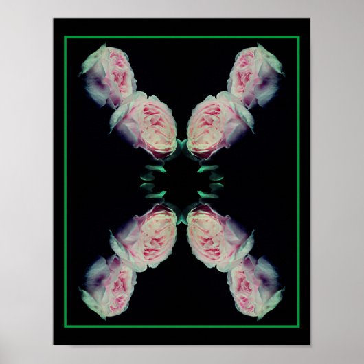 Paar Roze Rozen Bloemstuk Abstracte Kunst Poster (Voorkant)