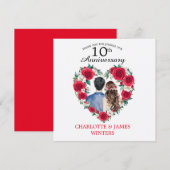 Paar Rozen waterverf 10e bruiloft Jubileum Bedankkaart (Voorkant / Achterkant)