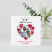 Paar Rozen waterverf 10e bruiloft Jubileum Bedankkaart (Staand voorkant)