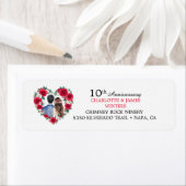 Paar Rozen waterverf 10e bruiloft Jubileum Etiket (Insitu)