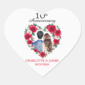 Paar Rozen waterverf 10e bruiloft Jubileum Hart Sticker (Voorkant)