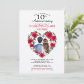 Paar Rozen waterverf 10e bruiloft Jubileum Kaart (Staand voorkant)