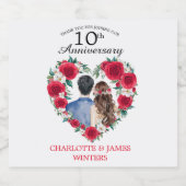 Paar Rozen waterverf 10e bruiloft Jubileum Sparkling Wijnetiket (Enkel label)