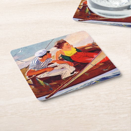 Paar Sailing door R.J. Cavaliere Kartonnen Onderzetters (Schuin)