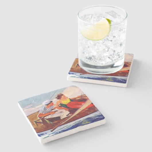 Paar Sailing door R.J. Cavaliere Stenen Onderzetter (Zijkant)