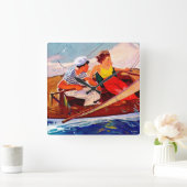 Paar Sailing door R.J. Cavaliere Vierkante Klok (Huis)