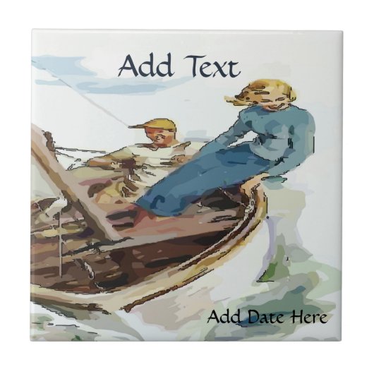 Paar Sailing Tile, kijk, personaliseer je Tegeltje (Voorkant)